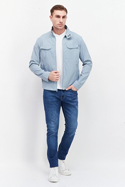 Kenneth Cole Men Plain Bomber Jackets, Light Dusty Blue