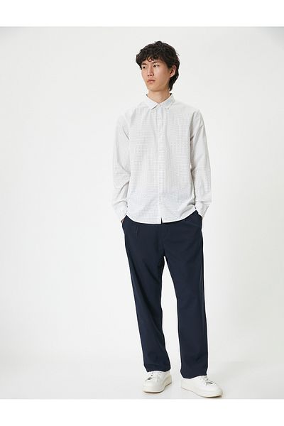 Koton Cotton Slim Fit Shirt - Half Italian Collar, Buttoned