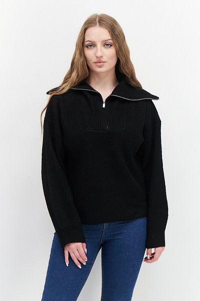French Connection Women Spread Collar Knitted Sweater, Black