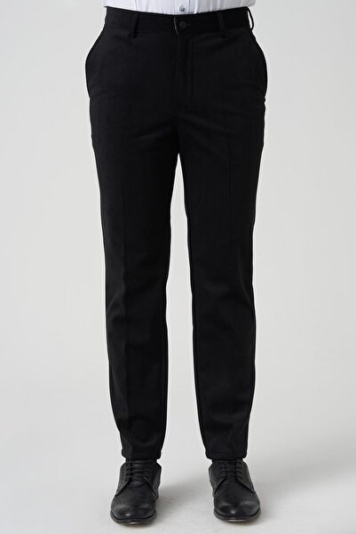 White Stone Amora P1031 Slim Fit Pamuklu Kadife Pantolon Siyah