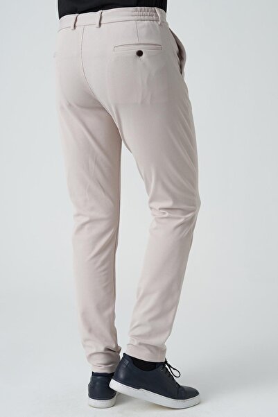 White Stone Barreiro P1036 Slim Fit Twis Bağcıklı Likralı Jogger Pantolon Bej