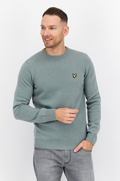 Lyle & Scott Men Crew Neck Brand Logo Sweaters, Sage Green