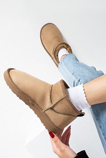 Seniorah Liana Mink Suede Thin Sole Women's Boots with Fur Inside