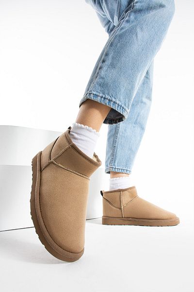 Seniorah Liana Mink Suede Thin Sole Women's Boots with Fur Inside