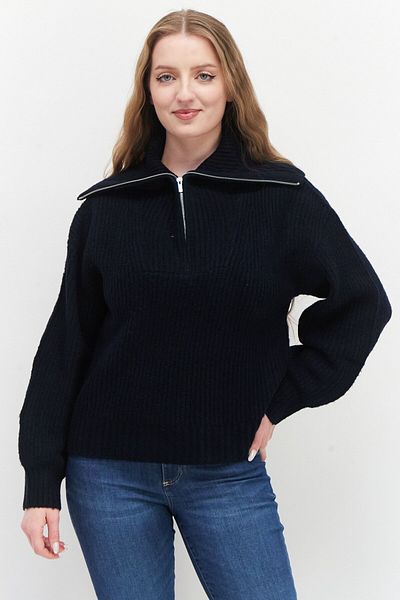 French Connection Women High Neck Long Sleeve Knitted Sweater, Dark Navy