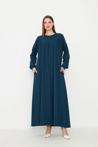 Avones Rochie de damă cu buzunare laterale adunate în față, lungime maxi