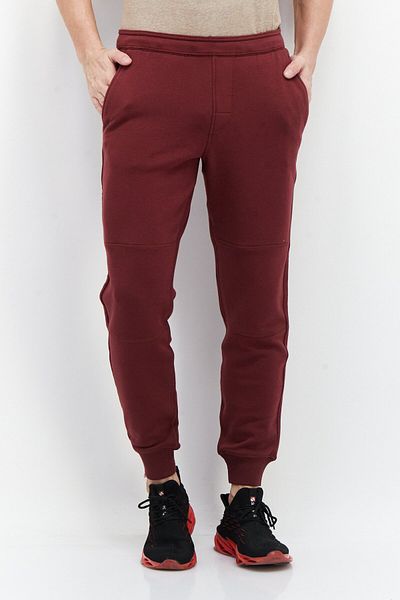 Fourlaps Men Drawstring Plain Sweatpants, Burgundy