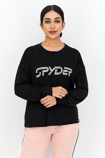 Spyder Women 2 Pcs Brand Logo Top And Bottom Sleepwear Set, Black