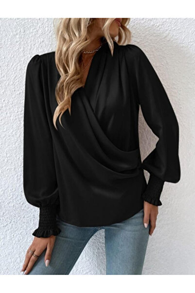 Viyamo Κομψή γυναικεία μακρυμάνικη μπλούζα με διπλό στήθος New Season