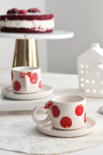 Perla Art El Yapımı 2'li Fiyonk ve Benek Figürlü 24K Altın Dekorlu Seramik Fi...