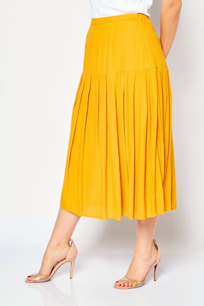 Kayfi Women Pleated Midi Skirts, Sunflower