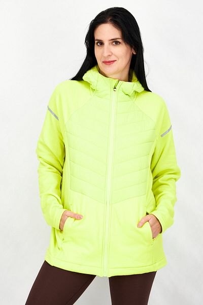 Tchibo Women Textured Long Sleeve Thermal Puffer Jacket, Neon Yellow