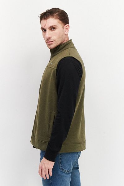 Tailor Vintage Men High Neck Sleeveless Solid Vest, Olive