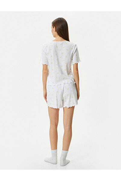 Koton Σορτς Πιτζάμα Σετ κοντομάνικο Crew λαιμόκοψη φλοράλ βαμβακερό