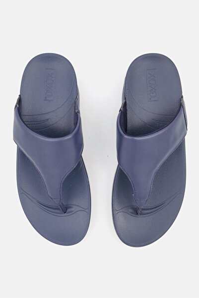 XOXO Women Leather Upper Slip On Casual Slippers, Navy