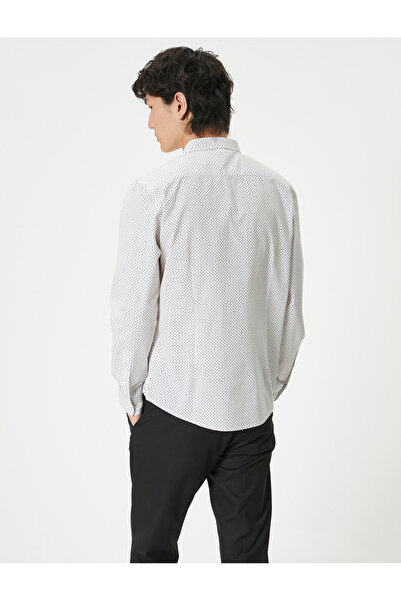 Koton Βαμβακερό πουκάμισο Slim Fit - Μισό Ιταλικό Γιακά με Κουμπιά