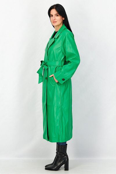 NA-KD Women Notch Collar Long Sleeve Plain Trench Coat, Green