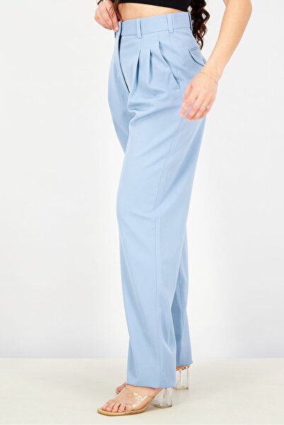 Stella McCartney Women Regular Fit Plain Trouser Pants, Light Blue