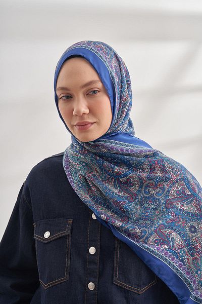 ARMANDA Saks Πολύχρωμο Ethnic Voile Vintage Σάλι με σχέδιο