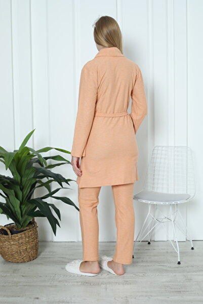 ERDENİZ TEKSTİL Maternity/Puerperium Buttoned Pajamas and Dressing Gown Set - Winter