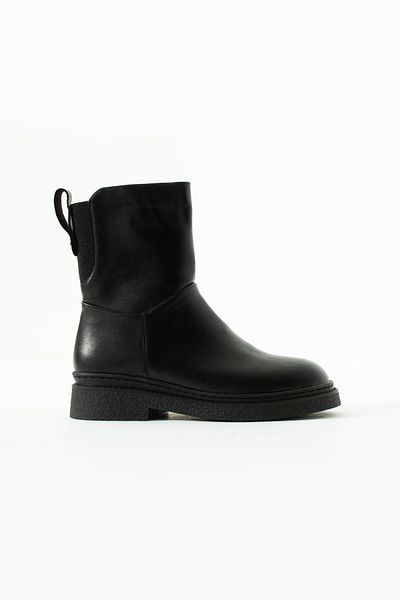 Seniorah Cameli Black Leather Plush Women's Boots