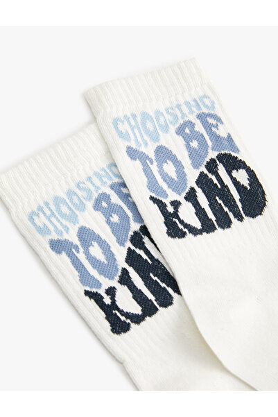 Koton Шарени чорапи с лозунг