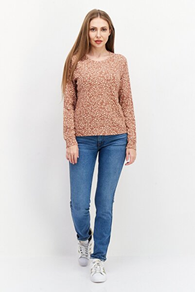 Roxy Women Round Animal Print Sweater, Brown Combo