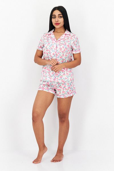 Kensie Women 2 Pcs Floral Print Top And Bottom Sleepwear Set, Pink Combo