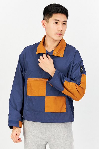 Aigle Men High Neck Long Sleeve Colorblock Windbreaker Jacket, Navy