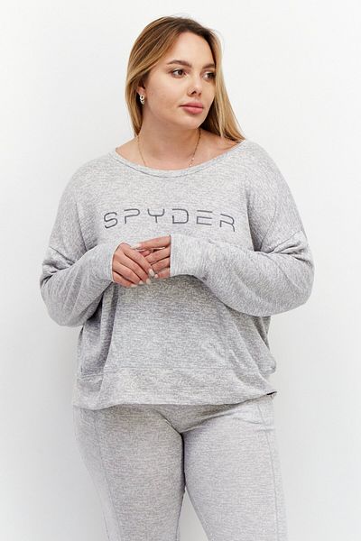 Spyder Women 2 Pieces Heather Full Sleeves Top And Pajamas Set, Grey