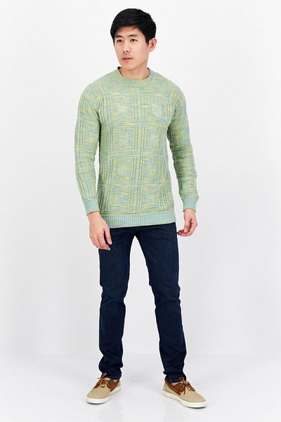 Lyle & Scott Men Crew Neck Textured Sweater, Green