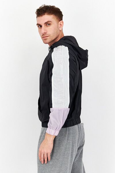 Levi's Men Hooded Neck Long Sleeves Windbreaker Jacket, Black