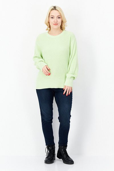 TAIFUN Women Crew Neck Knitted Sweater, Green