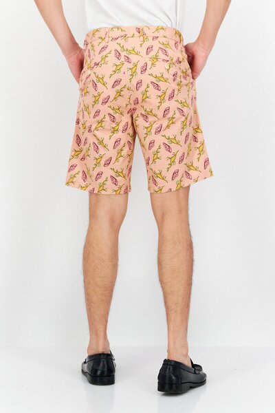 Scotch & Soda Men Regular Fit Allover Print Basic Shorts, Pink Combo