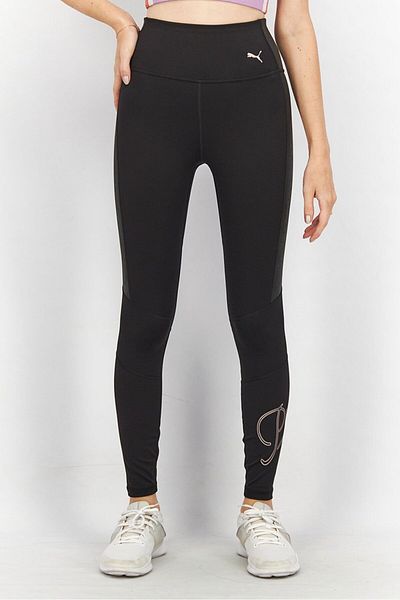 Puma Women Sportswear Fit Training Leggings, Black and Pink Combo