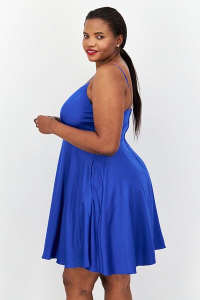B Darlin Women Plus Size Satin Solid Mini Dress, Royal