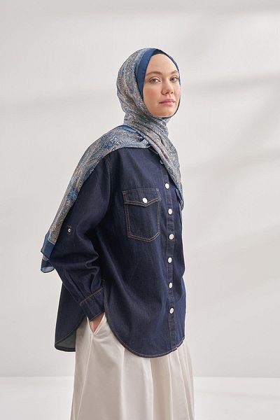 ARMANDA Ethnic Voile Vintage Σάλι - Navy Blue