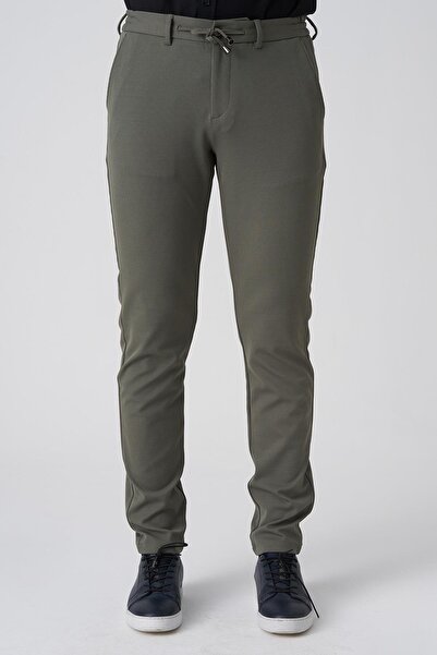 White Stone Barreiro P1036 Slim Fit Twis Bağcıklı Likralı Jogger Pantolon Haki