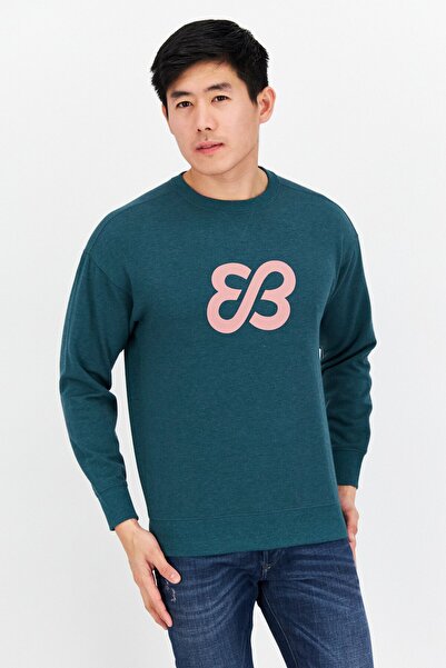 Eddie Bauer سويت شيرت Erkek Crew Yaka Uzun Kollu Grafik Baskılı، أزرق مخضر ما...