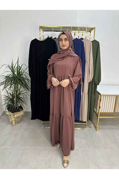 R&S modibone Rochie cu șnur în două straturi și costum de șal - Hijap și Abaya (Potrivit pentru Hac și Umrah) Rose