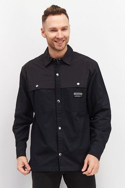 adidas Men Sportswear Fit Brand Logo Training Twill Shirt, Black