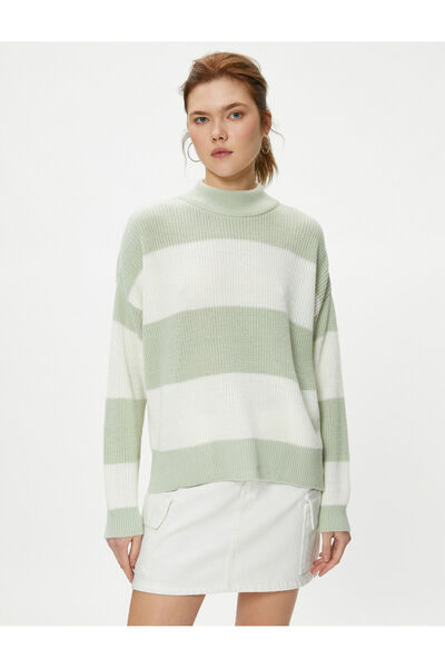 Koton Πλεκτό πουλόβερ σταντ γιακάς μακρυμάνικο