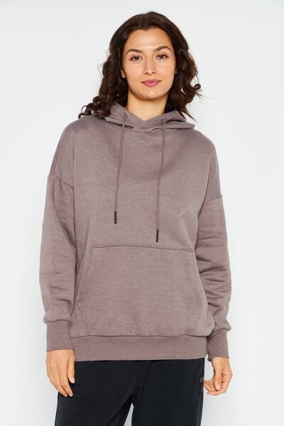 Sage Collective سويت شيرت رياضي نسائي بأكمام طويلة، بني فاتح