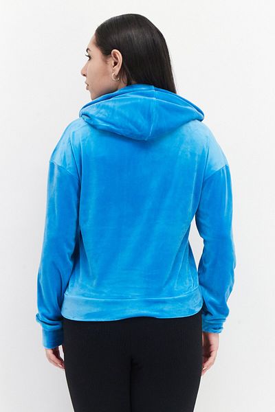 Juicy Couture Women Long Sleeve Embellished Logo Hoodie, Blue