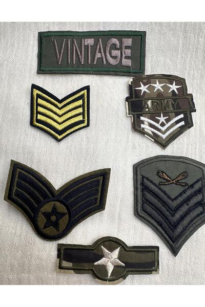 KARAASLAN Arma Motif Askeri Yeşil 6 Lı Set Ütü Ile Yapışma