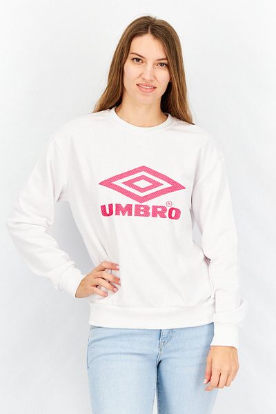 UMBRO سويت شيرت رياضي نسائي بأكمام طويلة للتدريب، أبيض