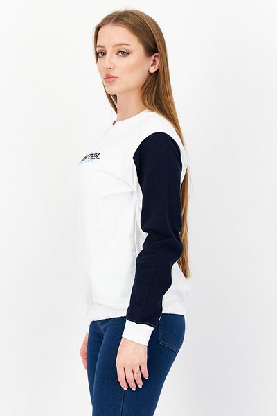 Nautica Women Crew Neck Embroidered Logo Sweatshirts, White Combo