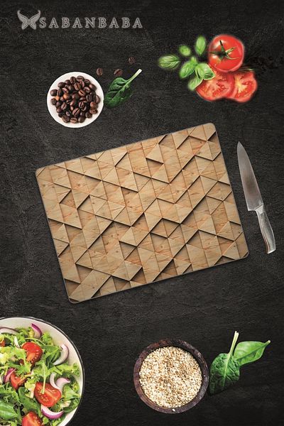 Saban 30X40 cm Wooden Triangular Look Glass Cutting Board