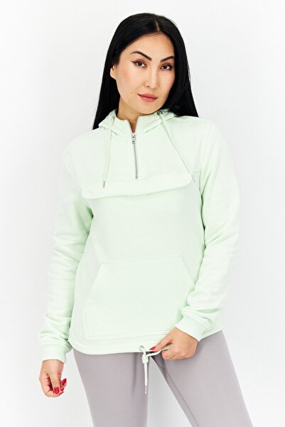 Urban Classic سويت شيرت نسائي سادة بأكمام طويلة وغطاء رأس، لون نعناعي فاتح