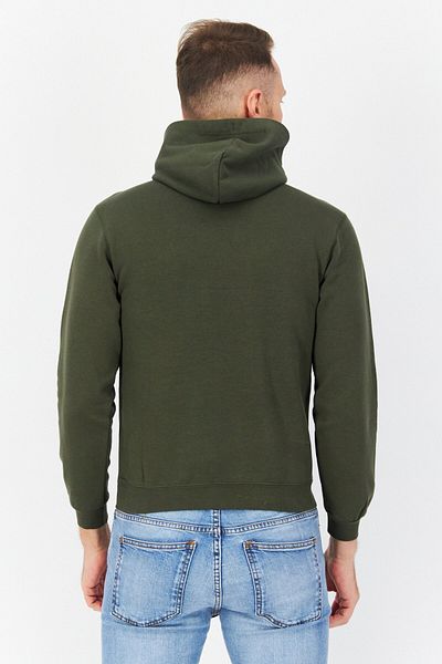 Vision Street Wear Men Embroidered Logo Long Sleeves Hoodie, Dark Olive